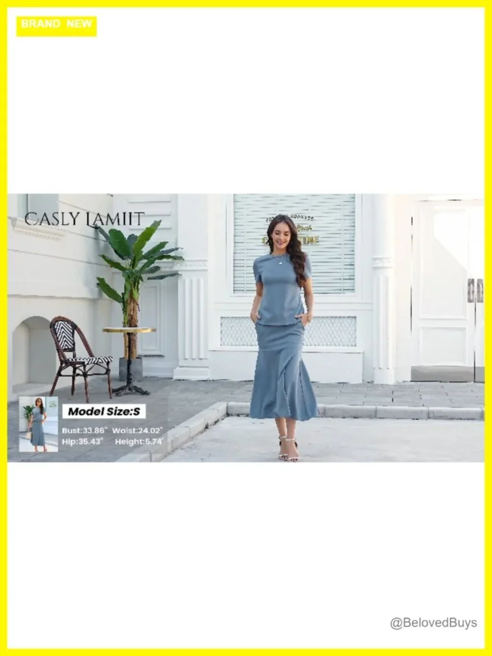 Women's Two Piece Skirt Set Short Sleeve Fishtail Midi with Pockets